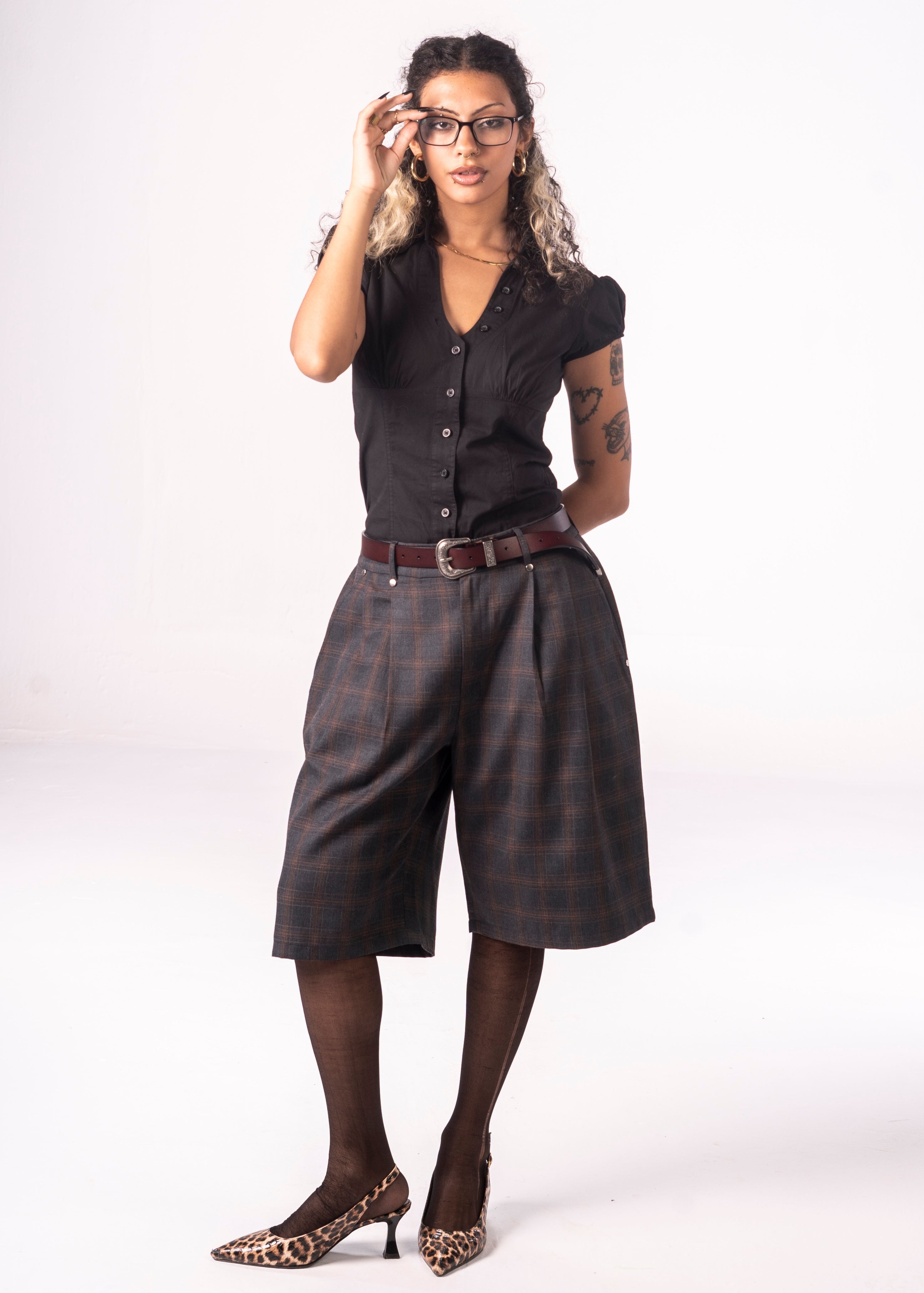 Quad-Pleated Shorts