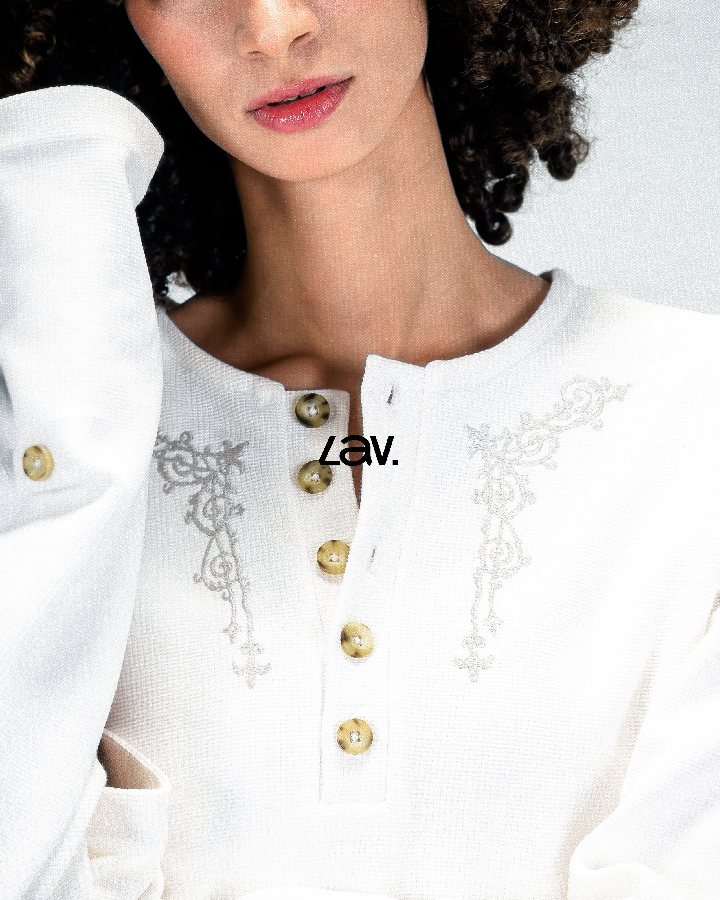 Embroidered Waffle Henley