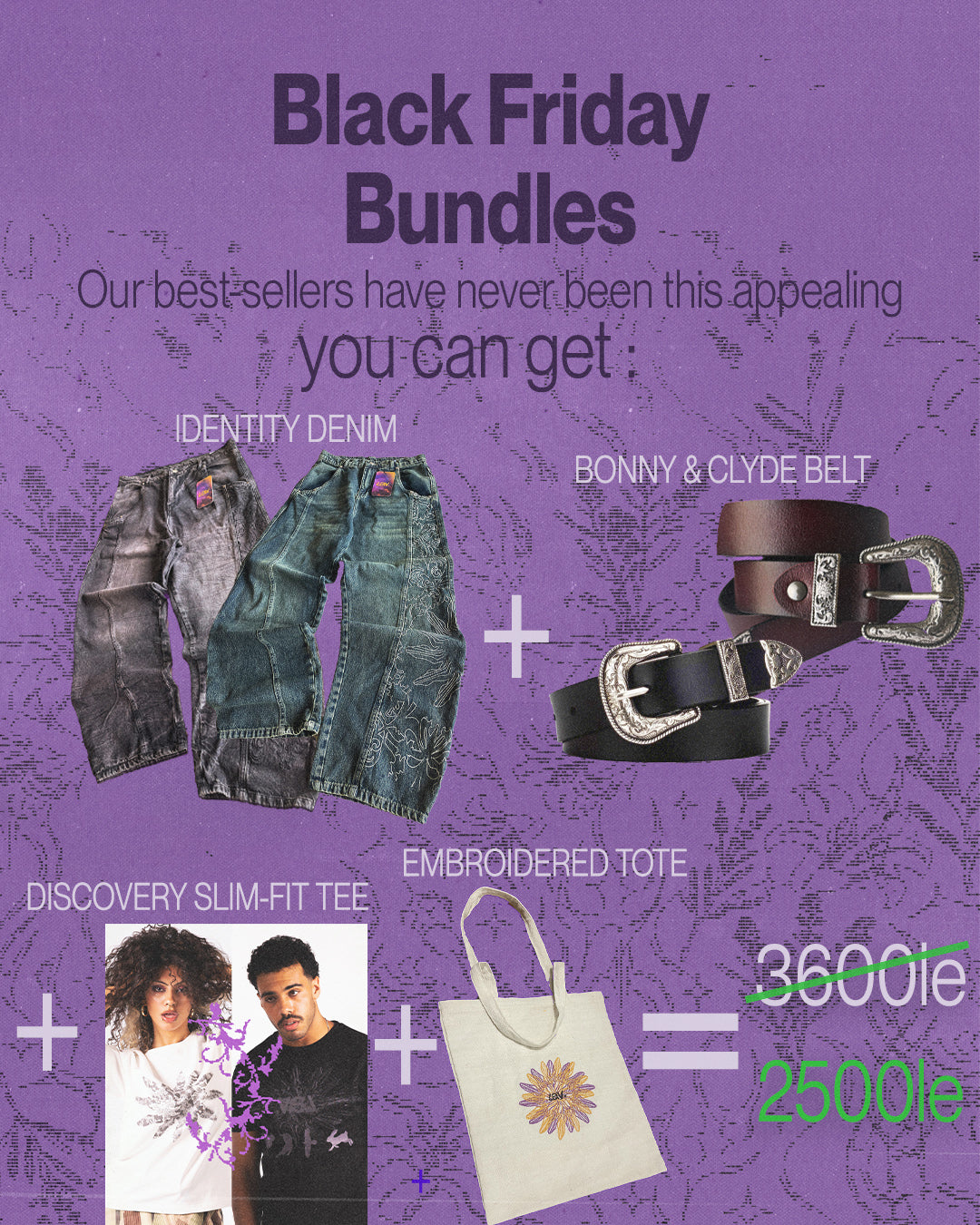 Blue Denim + Black Tee + Belt Bundle